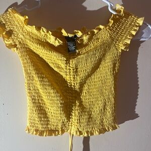 Rue21 Yellow Smocked Ruffled Blouse